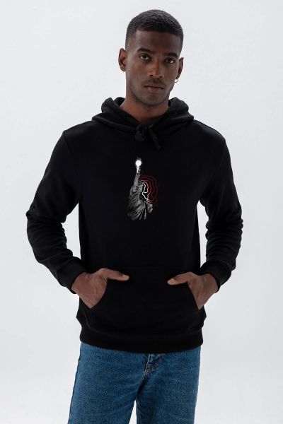 Black Premium Cotton Liberty Design Pullover Hoodie