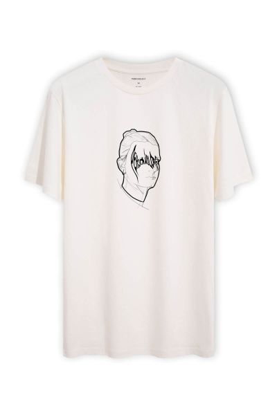 Off White Soft Fabric My Face Design Short Sleeve Tee