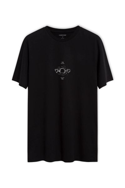 Black Soft Fabric Nipple Design Short Sleeve Tee