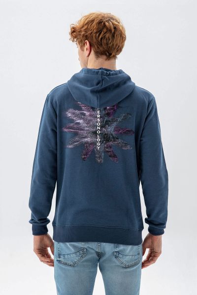 Navy Premium Cotton Seastar Design Pullover Hoodie