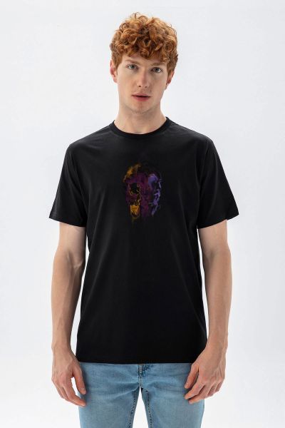 Black Soft Fabric Spirits Design Short Sleeve Tee