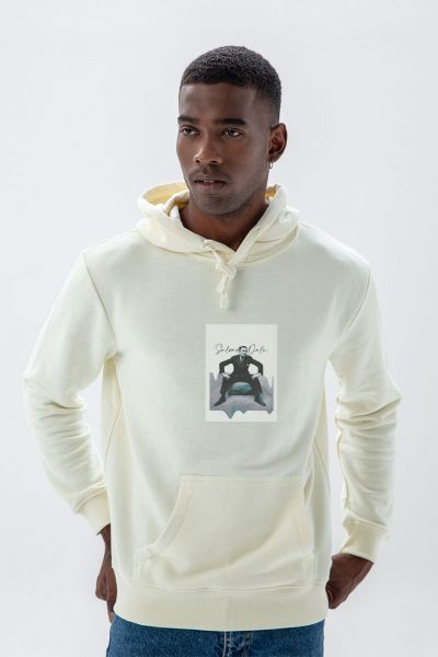 Ecru Premium Cotton Salvador Dali Design Pullover Hoodie