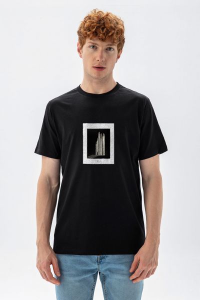 Black Soft Fabric Priest Design Short Sleeve Tee