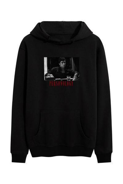 Black Premium Cotton Tony Montana Design Pullover Hoodie