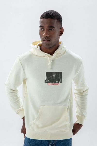 Ecru Premium Cotton Tony Montana Design Pullover Hoodie