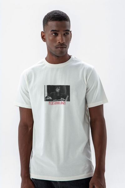 Off White Soft Fabric Tony Montana Design Short Sleeve Tee