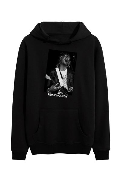 Black Premium Cotton Kurt Cobain Design Pullover Hoodie