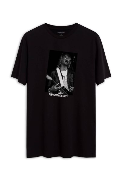 Black Soft Fabric Kurt Cobain Design Short Sleeve Tee