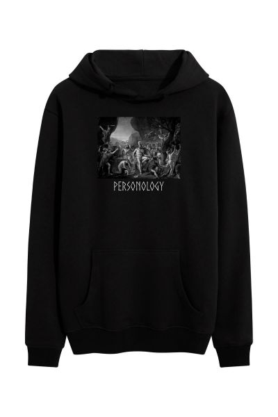 Black Premium Cotton Leonidas Design Pullover Hoodie