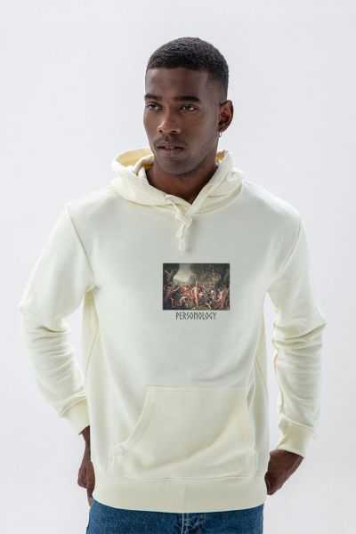 Ecru Premium Cotton Leonidas Design Pullover Hoodie