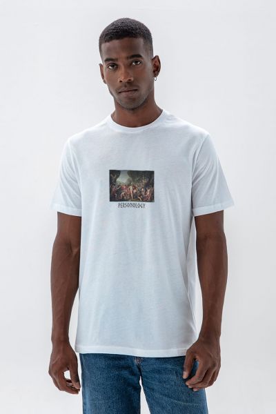 White Soft Fabric Leonidas Design Short Sleeve Tee