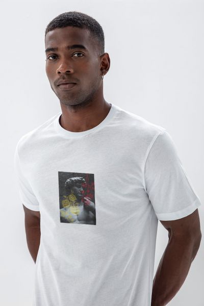 White Soft Fabric David Design Short Sleeve Tee