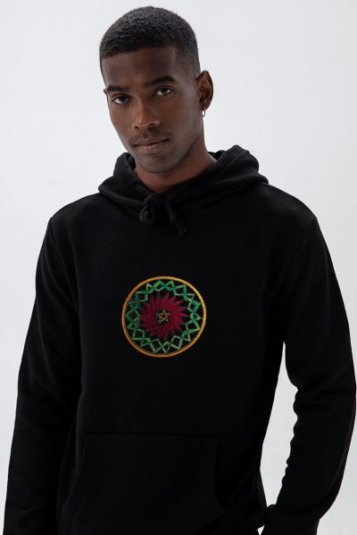 Black Premium Cotton Sufism Design Pullover Hoodie