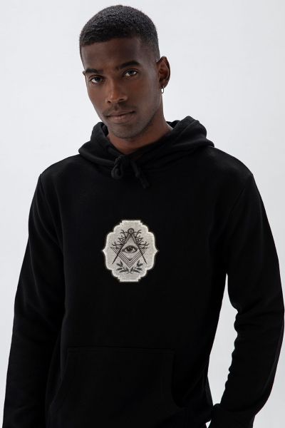 Black Premium Cotton Illuminati Design Pullover Hoodie