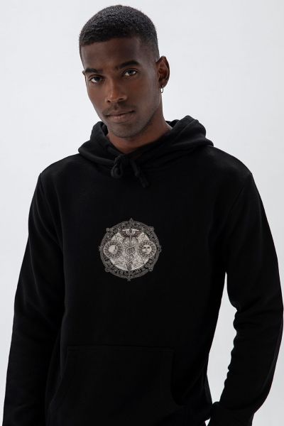 Black Premium Cotton Illuminati Design Pullover Hoodie