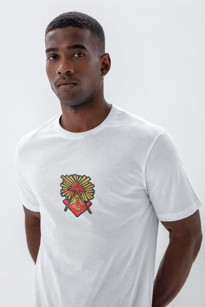 White Soft Fabric Illuminati Design Short Sleeve Tee