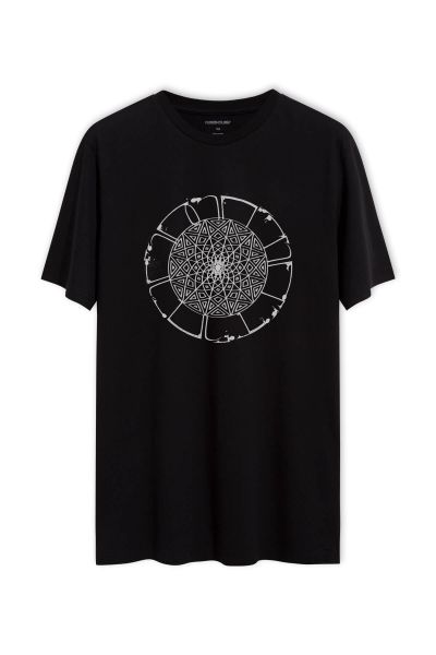 Black Soft Fabric Sufism Design Short Sleeve Tee