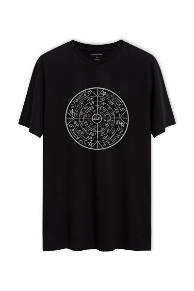 Black Soft Fabric Sufism Design Short Sleeve Tee