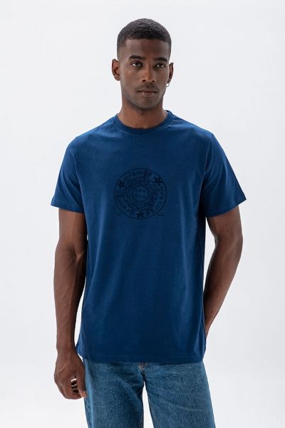 Navy Soft Fabric Sufism Design Short Sleeve Tee