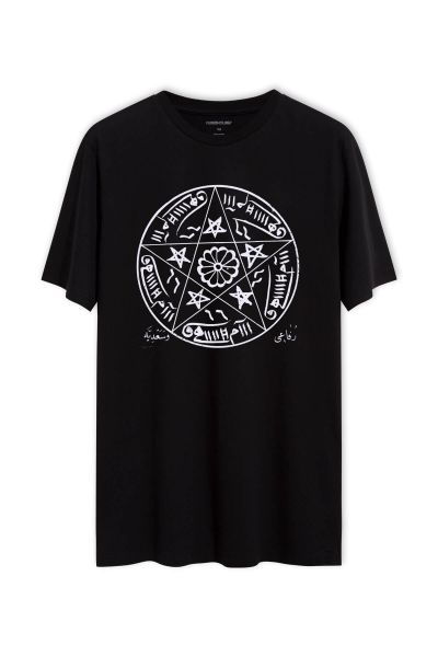 Black Soft Fabric Sufism Design Short Sleeve Tee