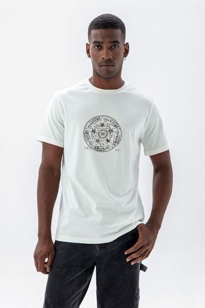 Off White Soft Fabric Sufism Design Short Sleeve Tee