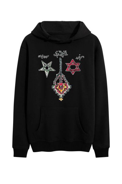 Black Premium Cotton Theology Design Pullover Hoodie