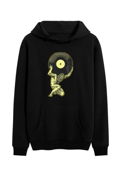 Black Premium Cotton Theology Design Pullover Hoodie