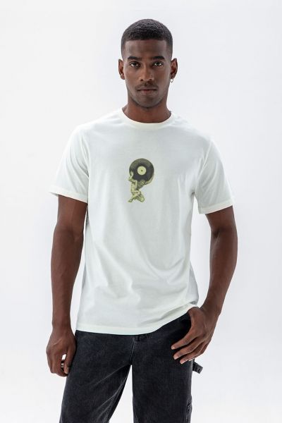 Off White Soft Fabric Theology Design Short Sleeve Tee