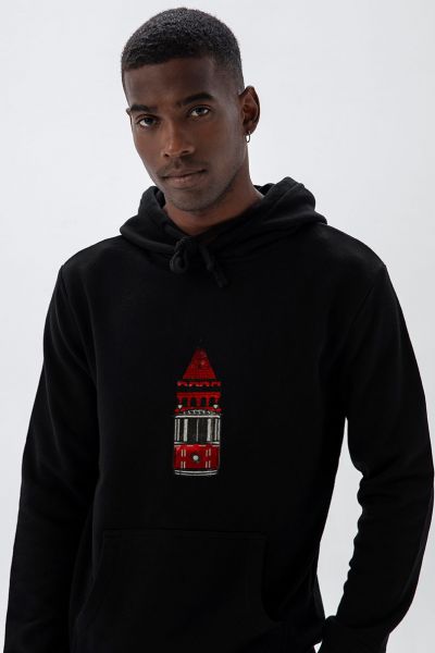 Black Premium Cotton Istanbul Design Pullover Hoodie