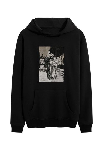 Black Premium Cotton Hayyam Design Pullover Hoodie