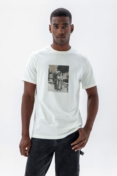 Off White Soft Fabric Hayyam Design Short Sleeve Tee