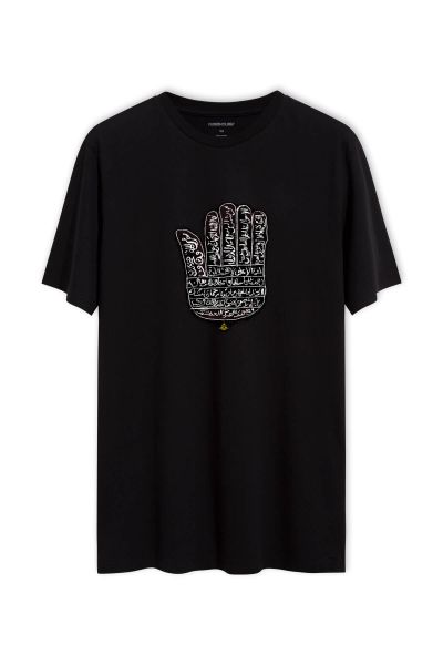 Black Soft Fabric Hamsa Design Short Sleeve Tee