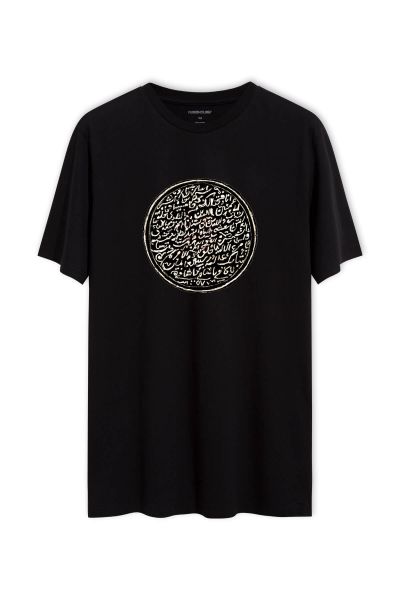 Black Soft Fabric Sufism Design Short Sleeve Tee