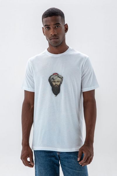 White Soft Fabric Sufism Design Short Sleeve Tee