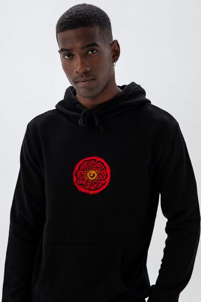 Black Premium Cotton Sufism Design Pullover Hoodie