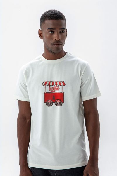 Off White Soft Fabric Istanbul Design Short Sleeve Tee