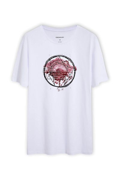 White Soft Fabric Sufism Design Short Sleeve Tee