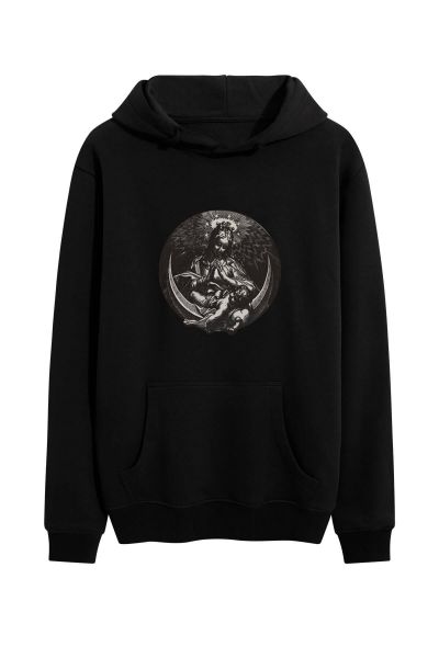 Black Premium Cotton Jesus Design Pullover Hoodie