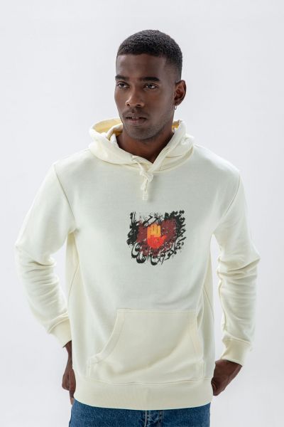 Ecru Premium Cotton Hamsa Design Pullover Hoodie