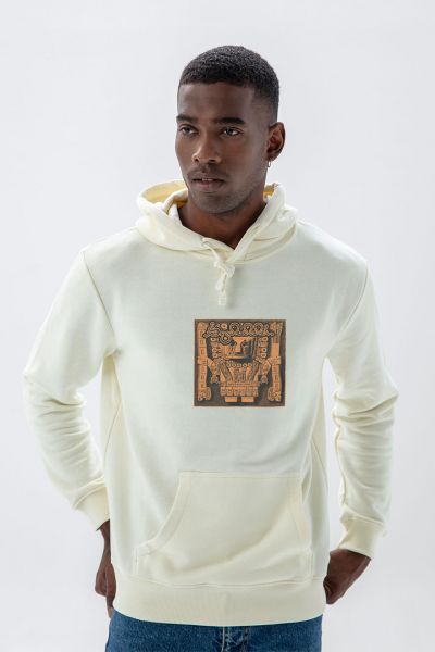 Ecru Premium Cotton Theology Design Pullover Hoodie