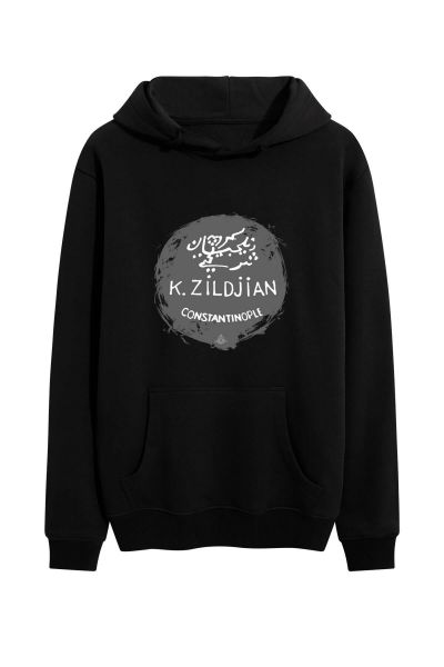 Black Premium Cotton Constantinople Design Pullover Hoodie