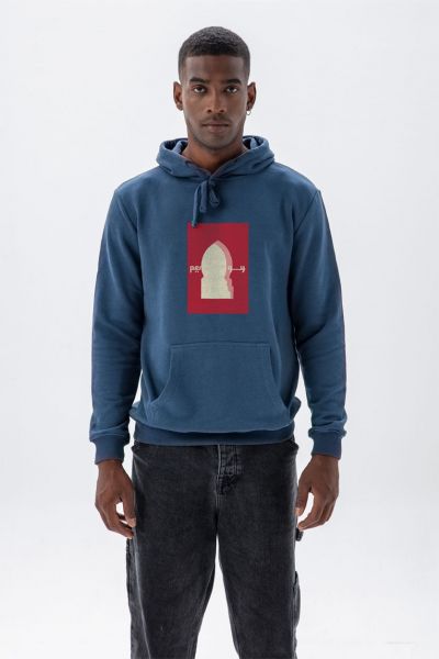 Navy Premium Cotton Pretentious Design Pullover Hoodie