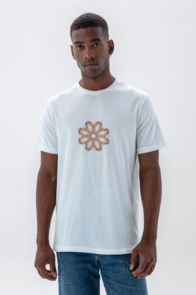 White Soft Fabric Symbol Design Short Sleeve Tee