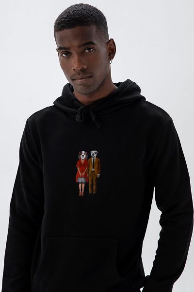 Black Premium Cotton Dogs Partners Design Pullover Hoodie