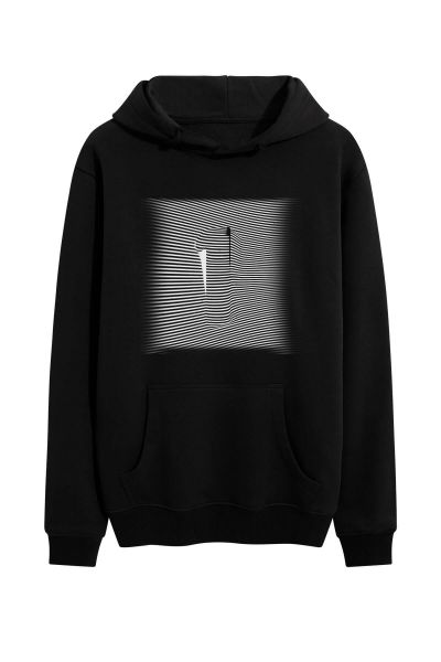 Black Premium Cotton Abstract Design Pullover Hoodie