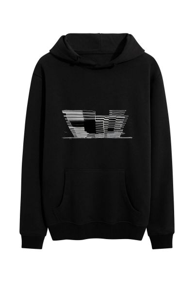 Black Premium Cotton Abstract Design Pullover Hoodie