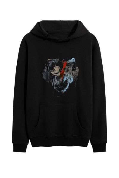 Black Premium Cotton Abstract Design Pullover Hoodie