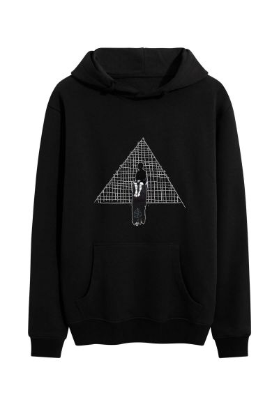 Black Premium Cotton Abstract Design Pullover Hoodie