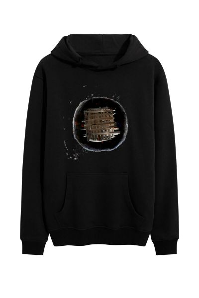 Black Premium Cotton Abstract Design Pullover Hoodie