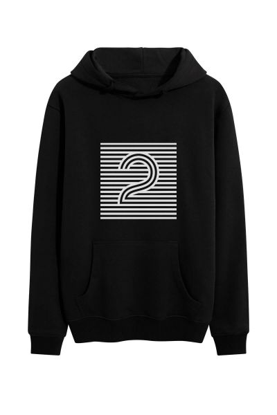 Black Premium Cotton Abstract Design Pullover Hoodie